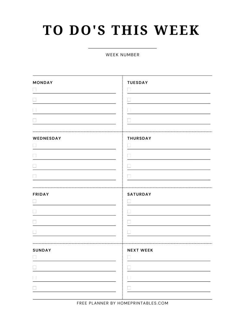 weekly planner printable