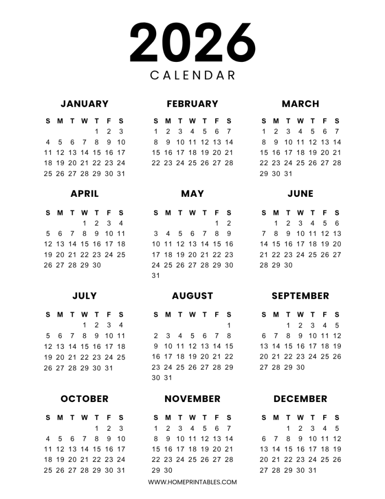blank-2026 yearly-calendar-transparent-background