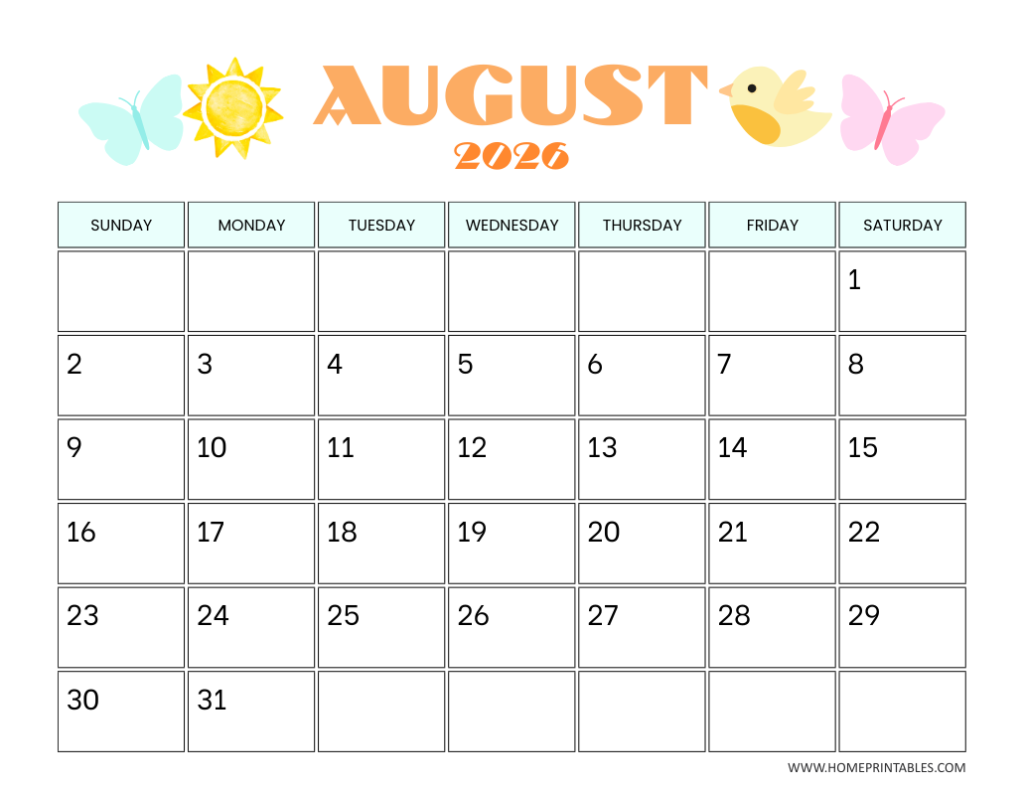 August 2026 Calendar