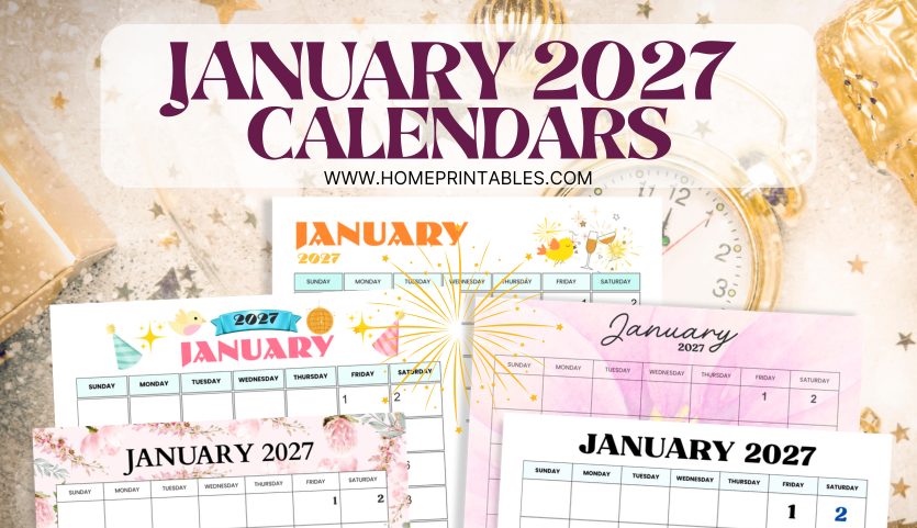 free printable January 2027 calendar