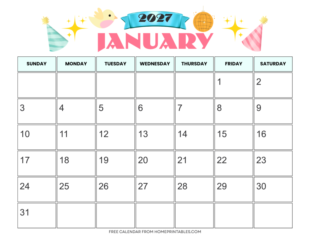 January 2027 calendar